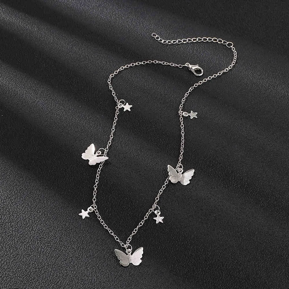 SUMENG nouvelle mode petit Animal papillon étoiles chaîne colliers or argent couleur clavicule chaîne collier pour femmes bijoux