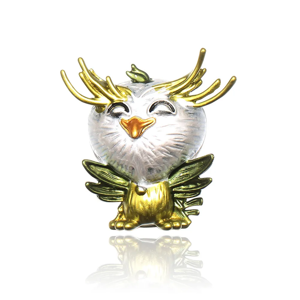 Owl 2-color Enamel Brooches Women Alloy Brown Grey Pink Bird Animal Party Casual Brooch Pins Gifts