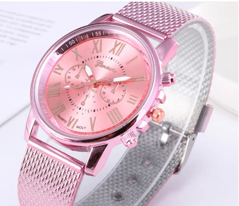 SHSHD Brand Geneva Mens Watch Contracted Double Layer Quartz Watches Plastic Mesh Belt Wristwatches247D