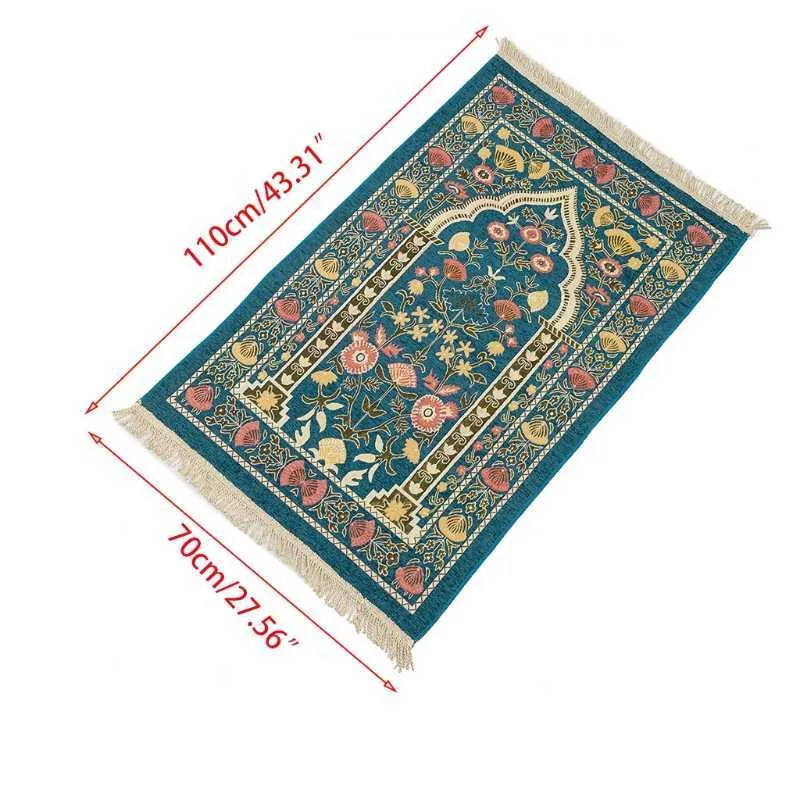 Muslim Prayer Rug Thick Islamic Chenille Praying Mat Floral Woven Tassel Blanket rugs and carpets 70x110cm27.56x43.31in 210928