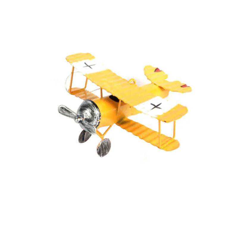 Vintage biplan modèle Mini Figurines pour la décoration intérieure métal fer avion avion enfants chambre suspendus enfants cadeau 211108