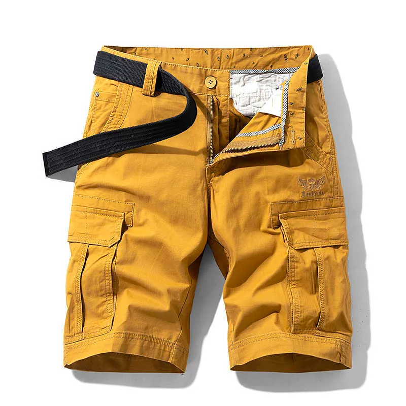 Våren män bomull last shorts kläder sommar casual breeches bermuda mode strand byxor los cortos kort 210629