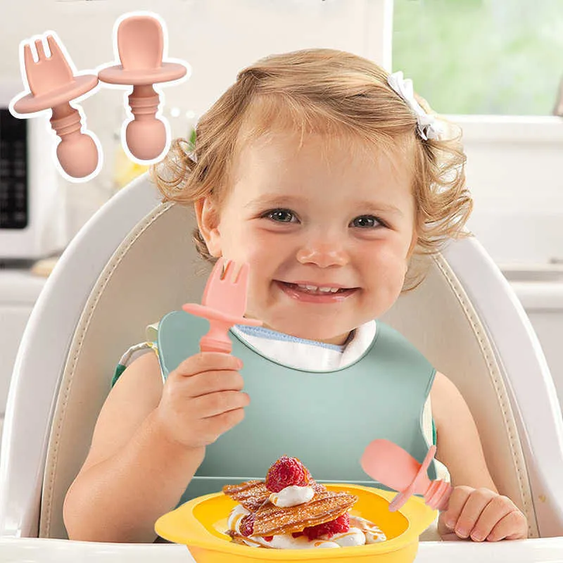 7шт Детские кормления набор BPA Бесплатный пищевой сорт силиконовые вилкие блюда блюда тарелки тарелка поставляет детская посуда 211026
