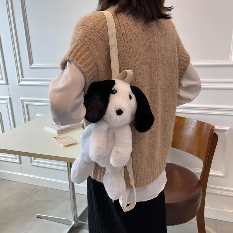 Mochila saco de pelúcia animal cão macio recheado ombros telefone moeda bolsa boneca brinquedos para crianças férias gift227n