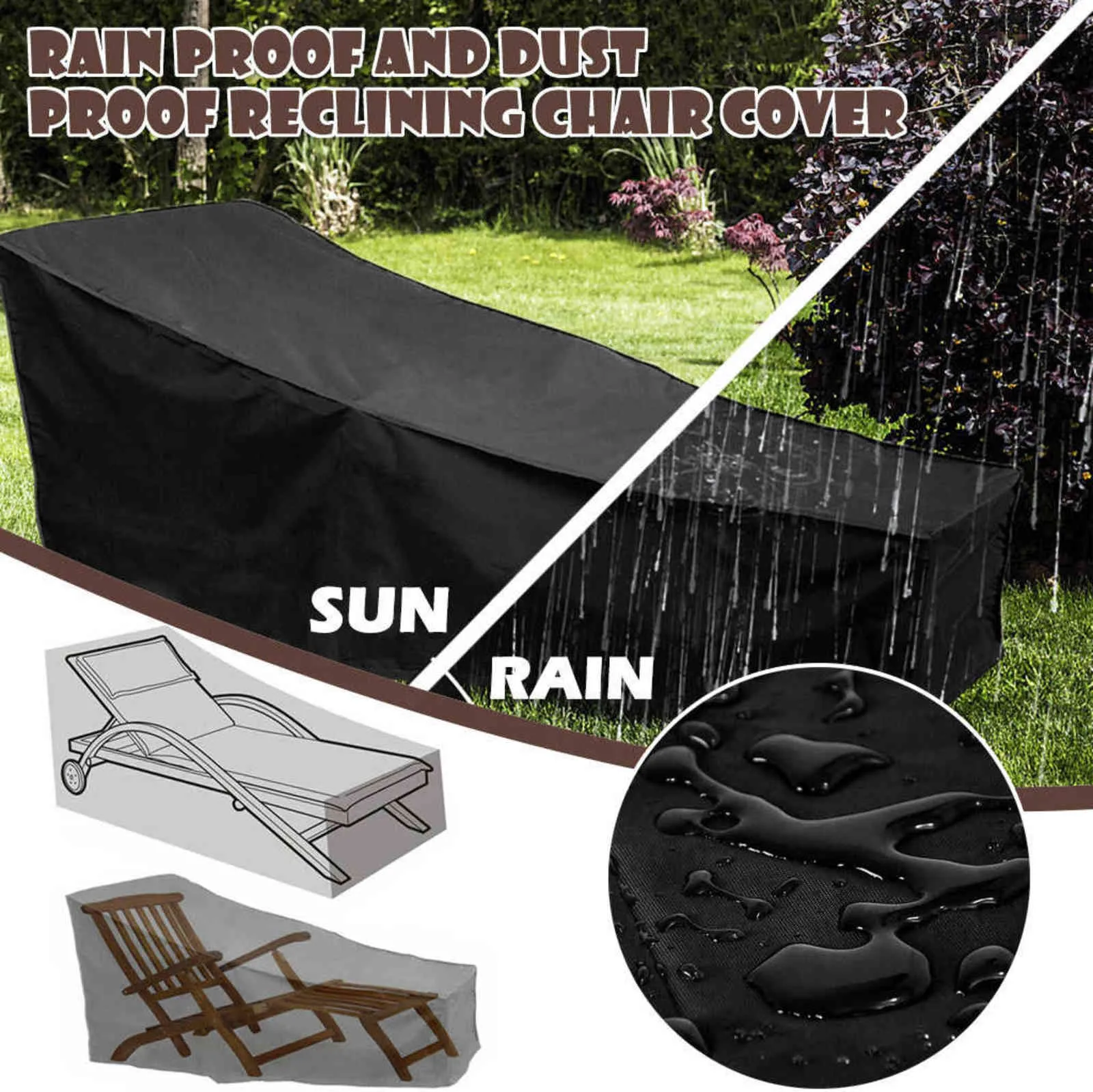 Ao ar livre à prova d 'água capa jardim mobiliário de chuva cadeira de chuva protetor à prova de poeira poliéster conveniente 211116