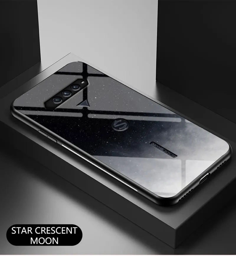 Capas para xiaomi preto tubarão 4 pro tampa duro moda colorida céu estrelado de vidro temperado tampa do telefone para xiomi preto 4