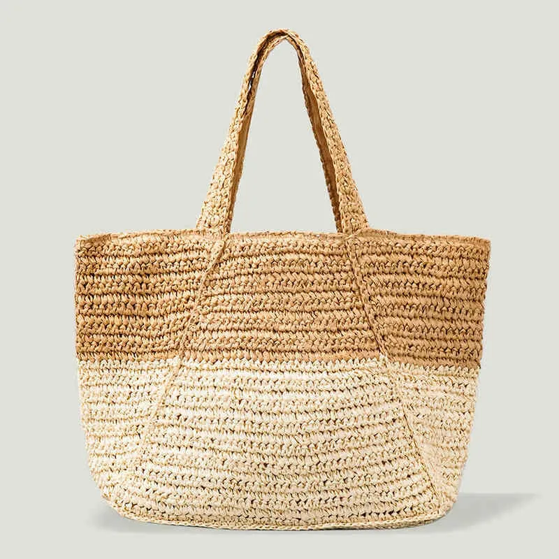 Borse la spesa Casual Paglia intrecciata Borse da donna Summer Beach Fashion Borsa a tracolla da donna New Shopper Donna Tote Rattan fatta a mano 220301