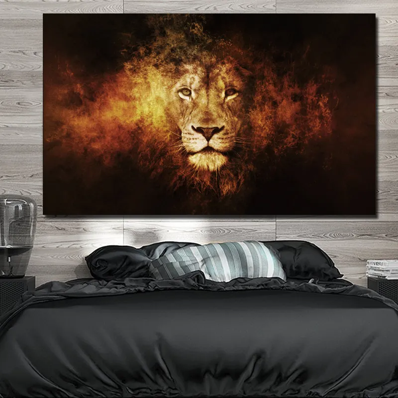 HD-utskrifter Abstrakt Animal Lion Målning Tryckt på kanfas Modern väggkonst Bilder för vardagsrum Poster Cudros Dekoration