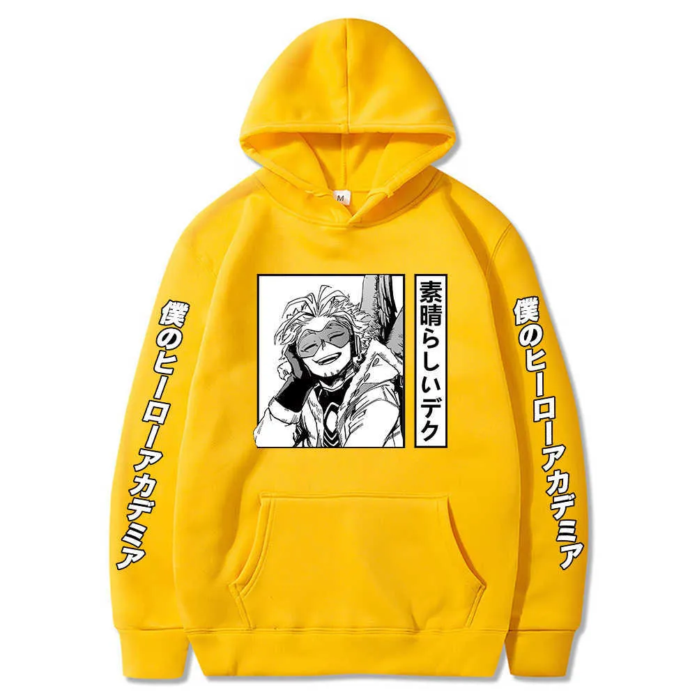 Felpe con cappuccio My Hero Academia Anime Hawks Felpa con cappuccio stampata Hip Hop Streetwear a maniche lunghe Uomo Y0803