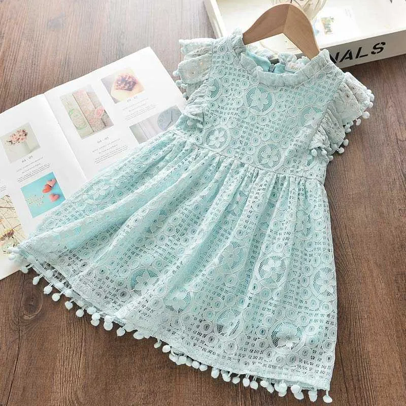 Oso líder niñas vestido de moda flores de verano niños sin mangas traje bebé elegante fiesta traje niños vestidos 3 7y 210708