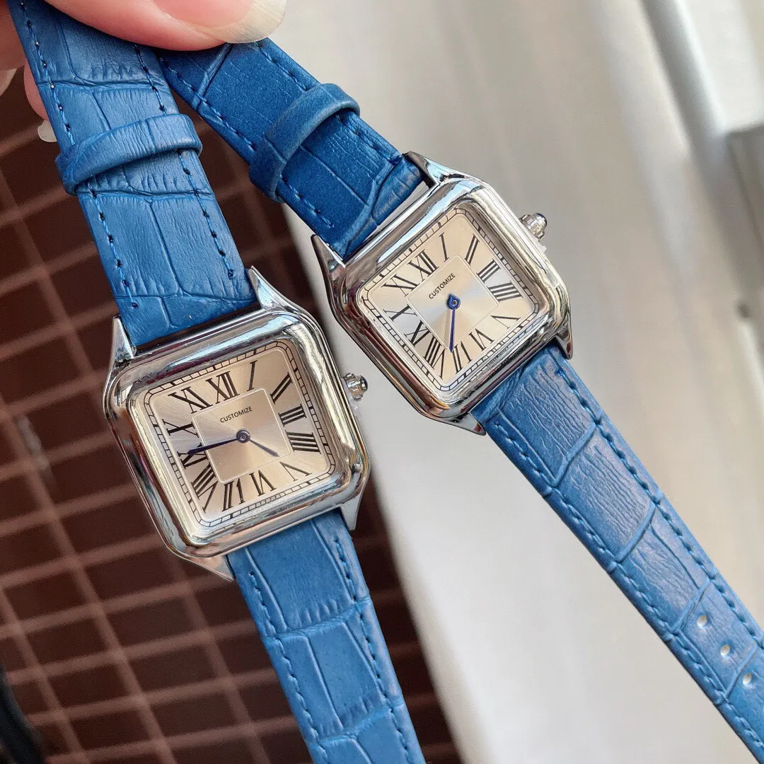 28 мм 32 мм знаменитые пары Римские номера часы серебряные нержавеющие стали кварцевые наручные часы для женщин мужчины геометрические квадратные часы