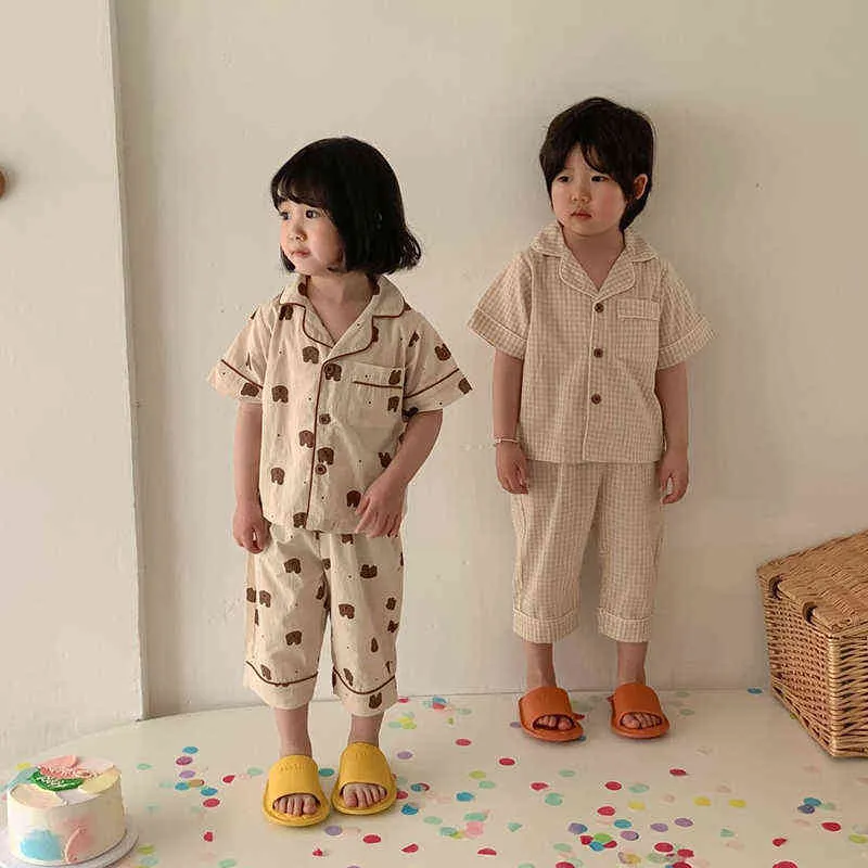 MILANCEL Sommer-Kinderpyjama mit koreanischem Aufdruck, Anzug für Jungen und Mädchen, lässige Baumwoll-Nachtwäsche 211130