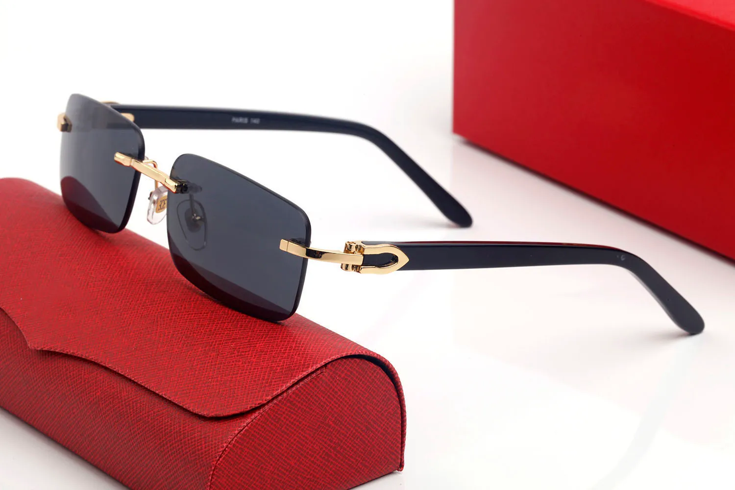 Clássico branco chifre de búfalo óculos de sol marcas design uv400 óculos metal ouro moldura de madeira feminino masculino polaroid bla306s