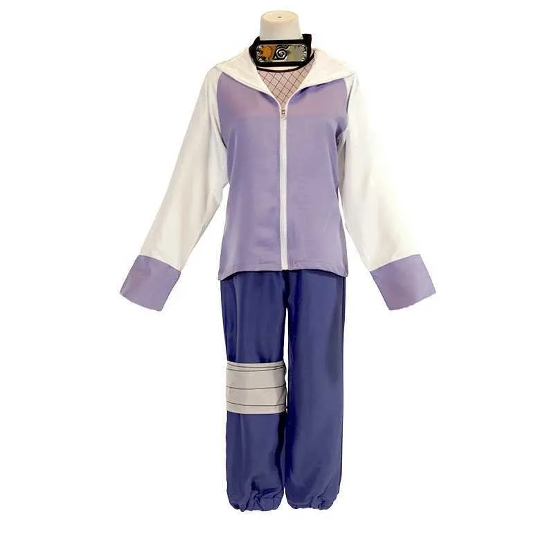 Hinata Hyuga Cosplay Anime Shippuuden 2ème Génération Combo Ensemble Cosplay Costume À Capuche Veste Perruque Halloween Party Dress Up Y0903