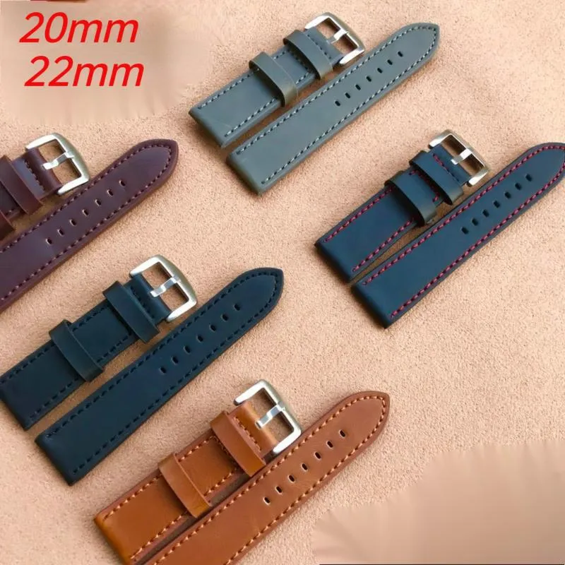 Bekijkbanden Lederen band voor Galaxy Watch4 Classic Watch3 Band Active 2 Gear S3 22 20mm Bracelet Stitch Design Vervanging2471