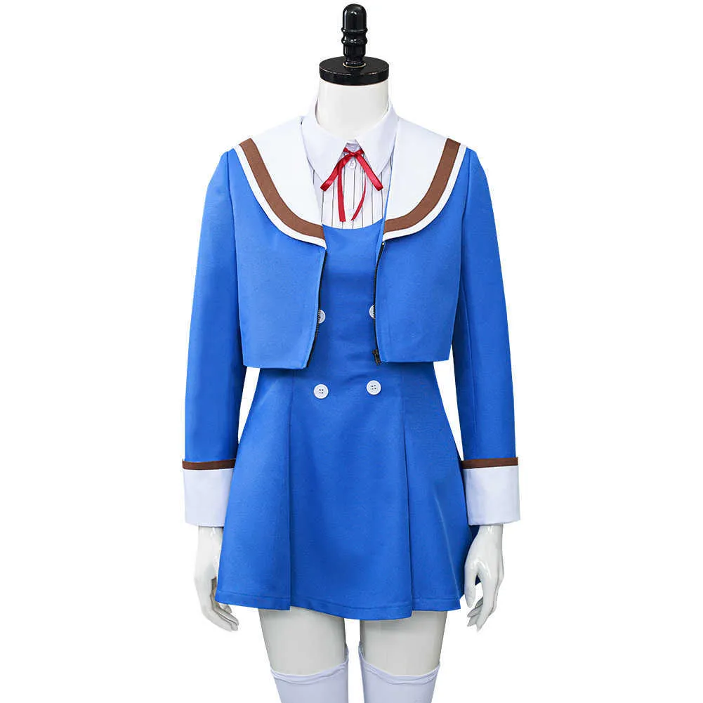 Anime haute hauteur invasion Shinzaki Kuon Cosplay Costume longue perruque bouclée JK uniforme filles femmes Halloween école fête Costume Y0913
