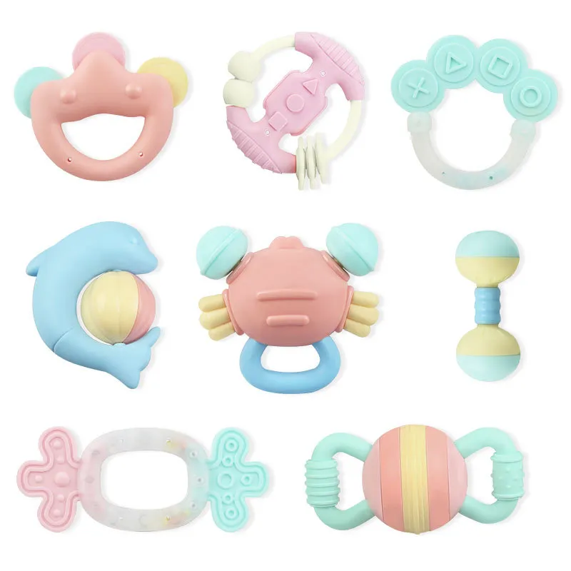 Meibeile Infant Kleinkind Weiche Beißring Musical Spielzeug Set Hand Ring Glocke Juguete Baby Rasseln Für Kinder Frühe Intelligenz Entwicklung C221U