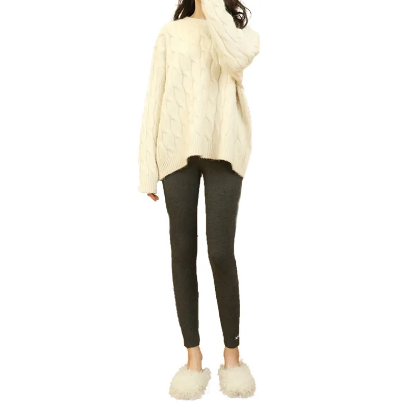 Kadın Tayt Yün Termal Dikişsiz Bahar Sonbahar Kış Katı Renk Yüksek Elastik Bel Pantolon Sıcak Giyim 210522