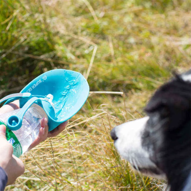 580 ml Portabel husdjur Dog Water Bottle Soft Silicone Leaf Design Travel Bowl for Valp Cat Drinking Outdoor Dispenser 211103207V