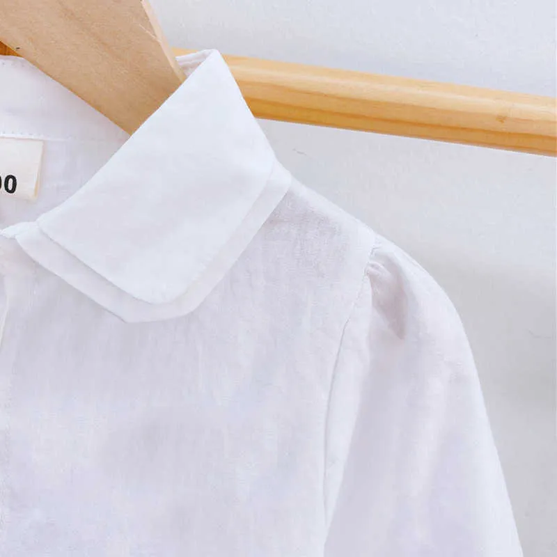 Girls' Autumn Clothes Set Puff Sleeve Doll Collar Long-Sleeved Shirt + Strap Dress Toddler 210528