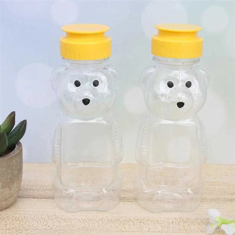 240ml Plastic Squeeze Condiment Bottles Bear Shape Honey Sauce Mustard Jam Dispenser 210626280N