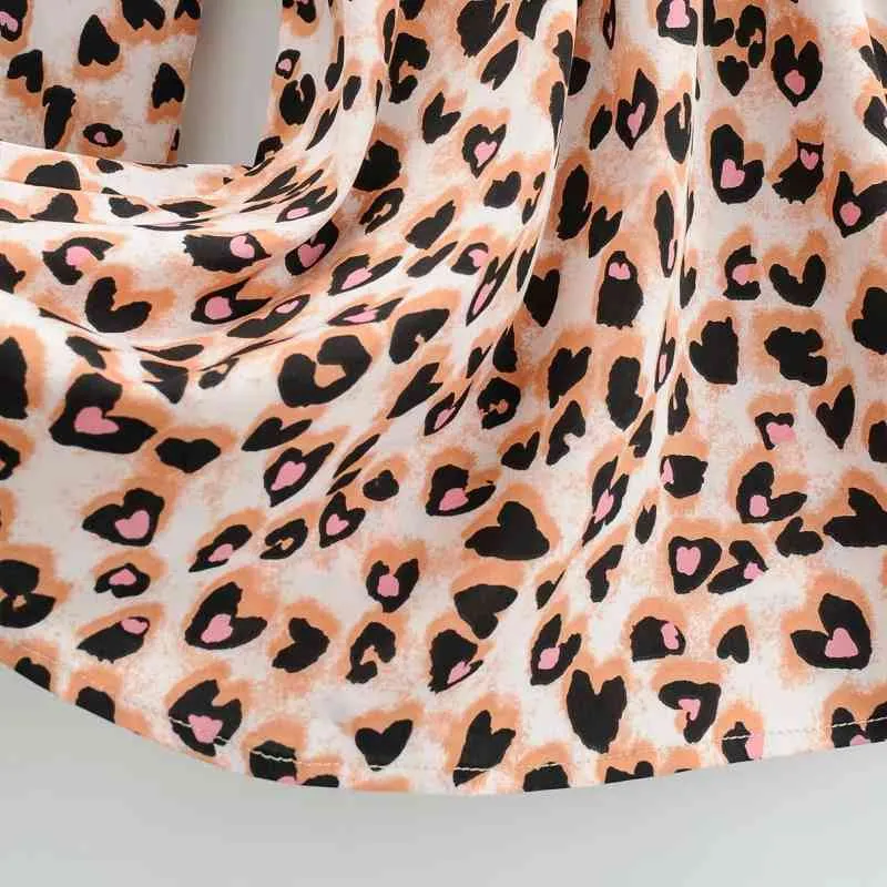 Primavera Donna Stampa leopardata Elastico in vita Mini abito femminile Abiti a maniche lunghe Casual Lady Allentato Vestido D7053 210430
