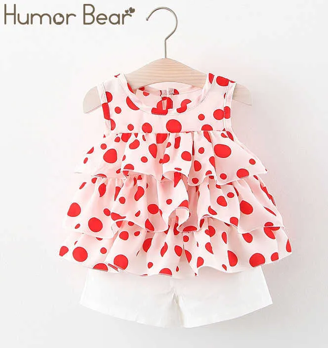 Baby Summer Clothing 1-4T Infant Kid Clothes Polka Dot Fungus Top +Shorts Set Toddler Girl Outfit 210611