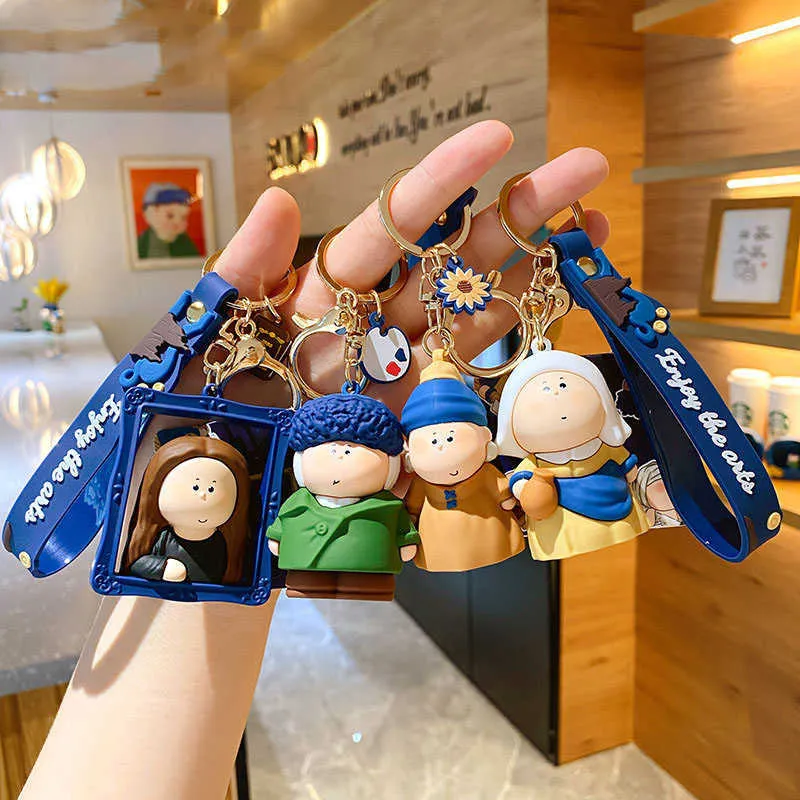 Kreative Yueban Künstler Perle Ohrringe Mädchen Schlüsselanhänger Cartoon Halbmond Priester Puppe Schlüsselbund Weibliche Tasche Anhänger Auto Schlüsselanhänger Geschenke G1019