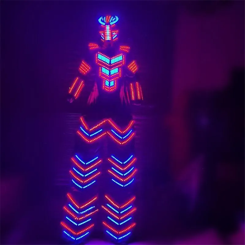 Party Decoration Stage Stilts Clothing RGB 7 Colour Change Led Robot Costume Bart Event Evening Nightclub Show DJ Luminous Armor309i