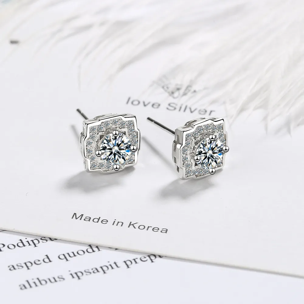 Lyxmärke Noble Cubic Zircon Stones Charm Earing Women 925 Sterling Silver Temperament Mode Smycken Örhängen XED914