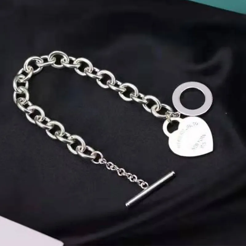 S925 Sterling Silver Fashion الأصلي على شكل قلب على شكل قلب T-button سوار Valentine's Gift9908772