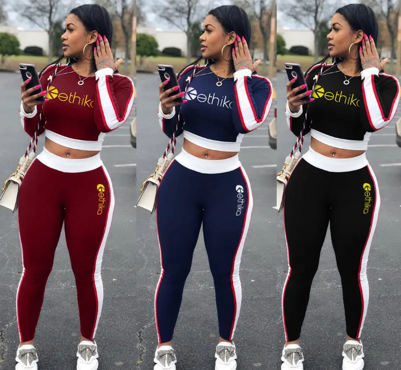 Women Tracksuit Long Sleeve T Shirt Leggings women's sports leisure letter printed Two Pieces Sets 2021 New Designers tracksuit Clothing 1022