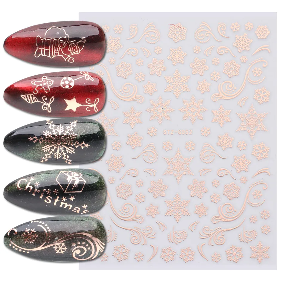 Weihnachten Nägel Aufkleber Abziehbilder 3D Rose Gold Schneeflocke Elch Muster DIY Dekoration Nail art Werkzeuge Zubehör für Frauen Mädchen Kinder5843727