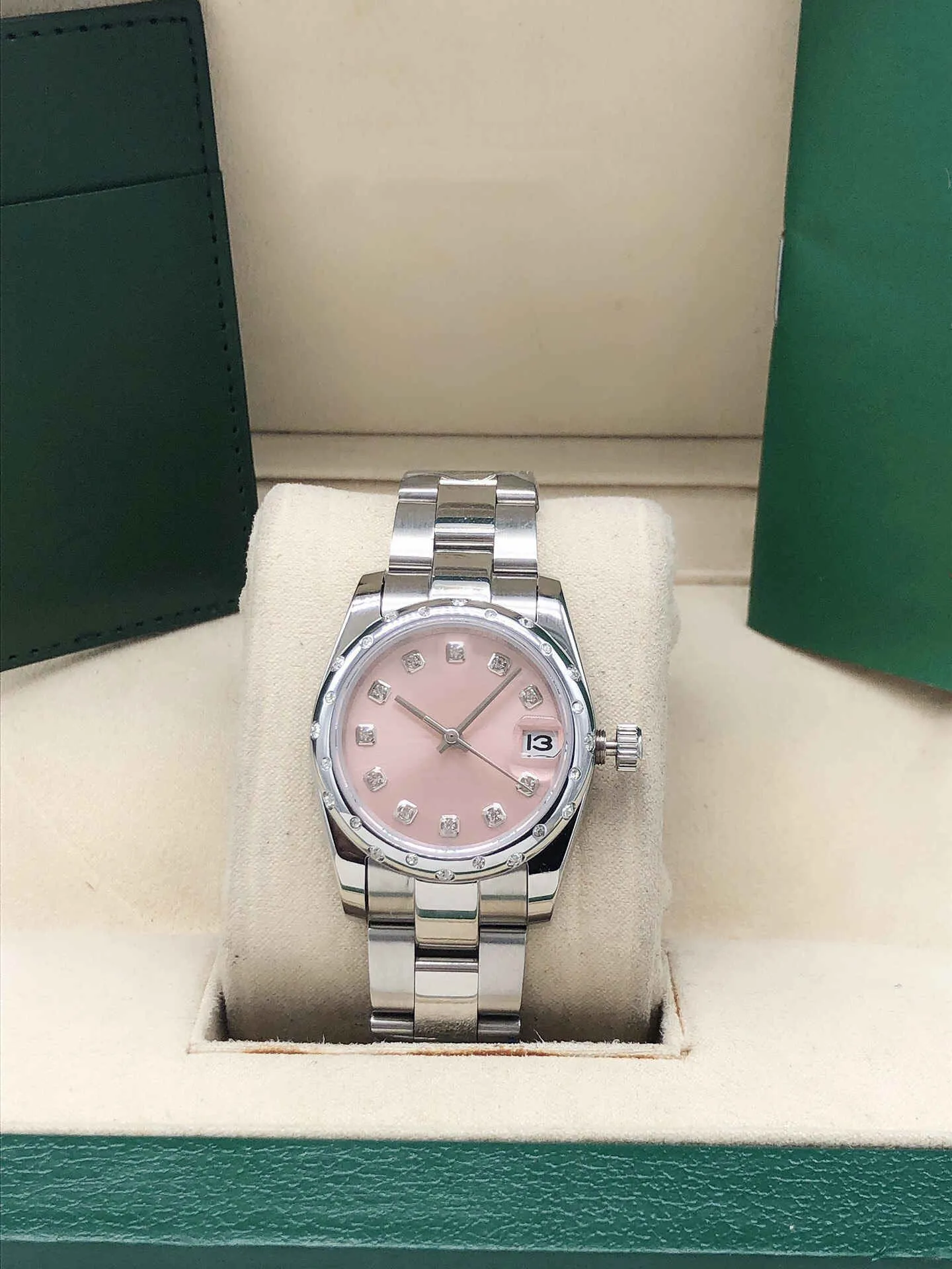 31mm Datejust Mens Watch Crystal Case Automatiska mekaniska klockor Silverguld Rostfritt stål Remmband Mans Business2639