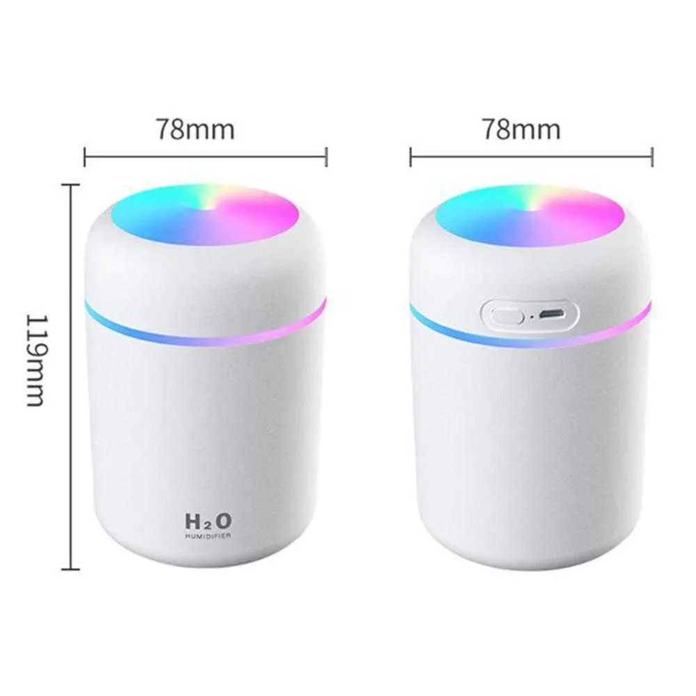 300 ml USB-Luftbefeuchter Mini Ultraschall Romantisches weiches Licht Aroma Diffusor Autoreiniger Home Office Cool Mist Maker 210724