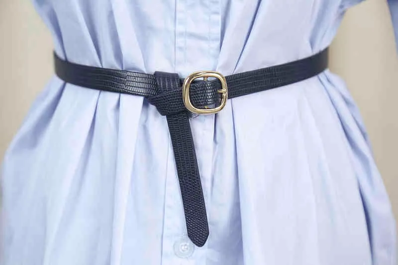 2022 Nuova cintura da donna di tendenza moda casual con abito a taglio singolo e pantaloni neri con fibbia automatica in pelle G220301