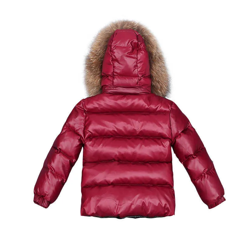 Kids Winter Down Jacket for Girls Big Real Fur Boys Clothes Children Clothing Baby Thicken Warm Snowsuit Toddler Coat with Hood 211025