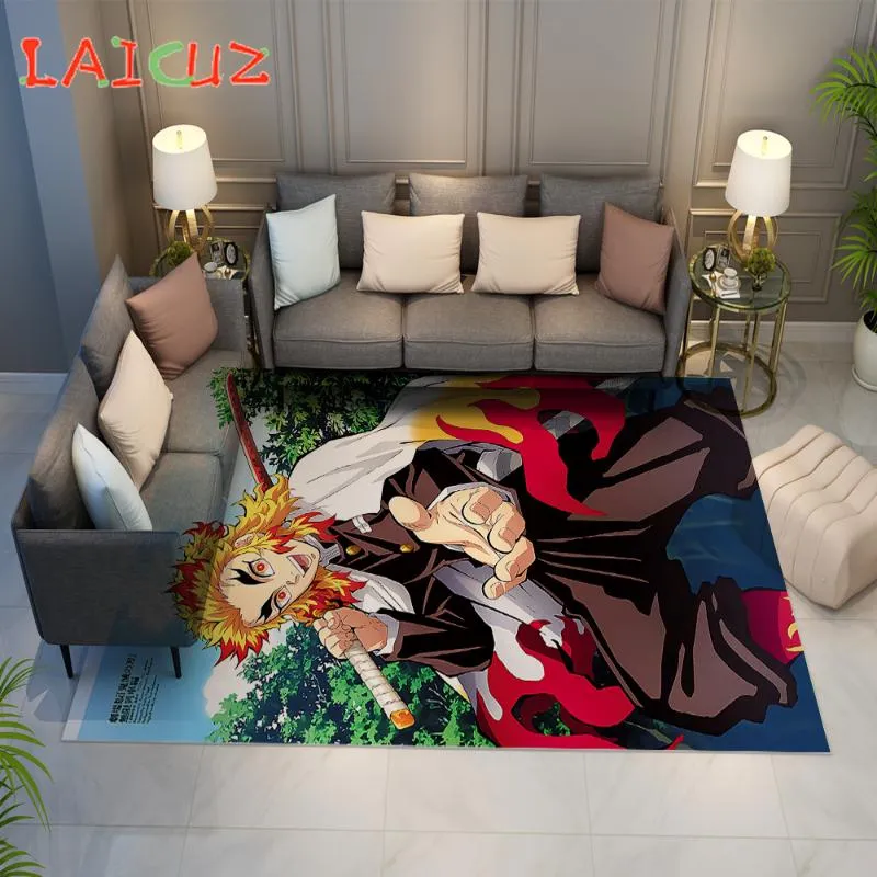 カーペット悪魔のスレイヤーRengoku Kyoujurou Printed Carpet Japan Anime Large Erage Home Living Room Bedroom Decor did267z用