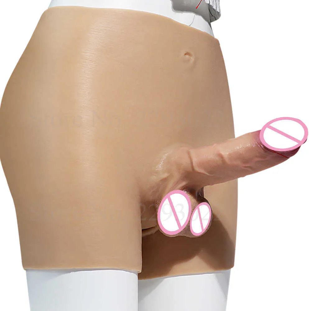 Calcinha elástica de calça elástica de vibrador de silicone Dildo Wear Calça de masturbação para feminino Lesbian Strap on Penis Sex Toy 2182221207