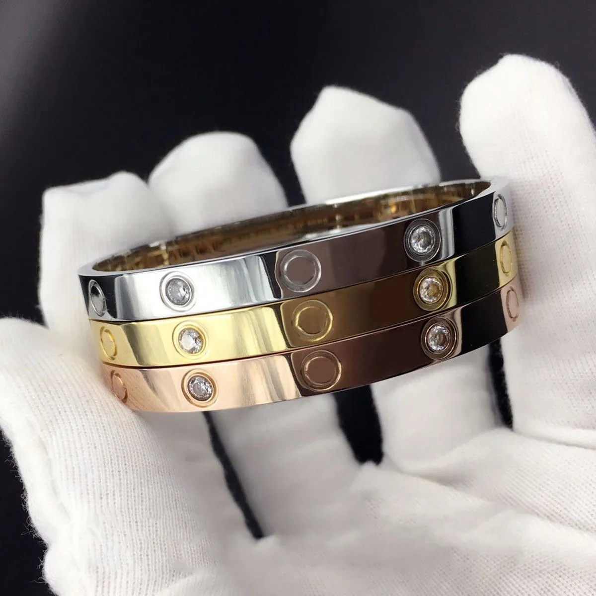 Designer -Armband Mode Armreifen für Männer und Frauen Titanstahlschraubendreher Gold und Silber Rosenschmuck Original Geschenkbox277b
