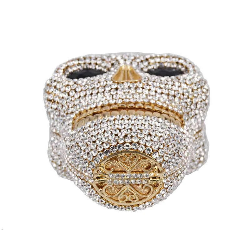 Designer Skull Clutch Bags Dames Avond Portemonnee Wedding Tassen Crystal Chain Gold Silver Day Clutches SC787 211215