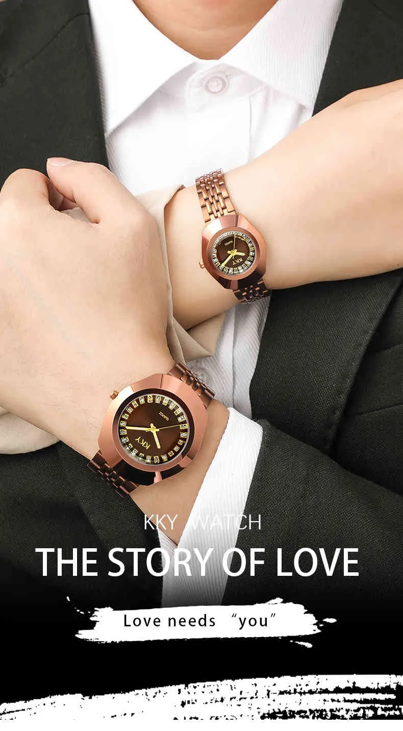 Creative Couple 2021 Men's es KKY Brand Luxury Quartz Women Clock Ladies Wristwatch Waterproof lovers Watch