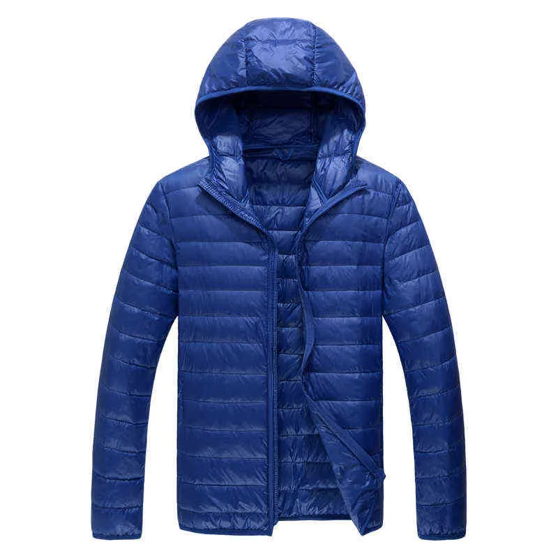 Couleur pure haut de gamme chaud mode pour hommes plume à capuche doudoune hiver Boutique mâle manteau mince léger pardessus G1108