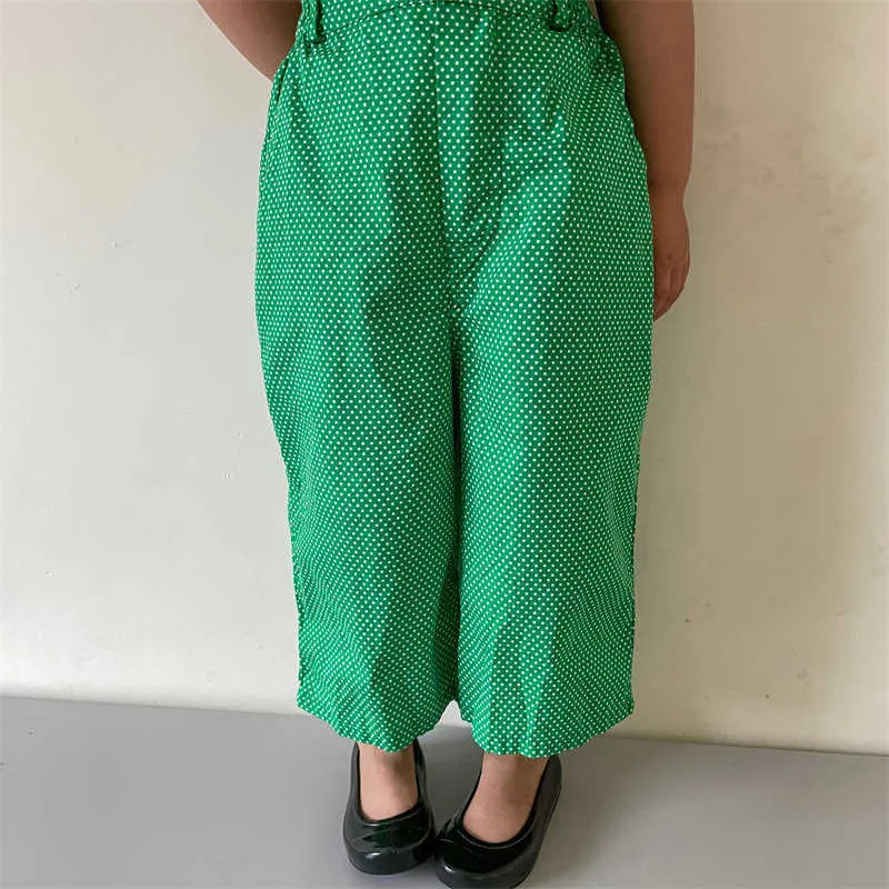 Pantaloni casual a vita alta a pois bambini estivi pantaloni gamba dritta ragazzi e ragazze pantaloni repellenti zanzare 210701