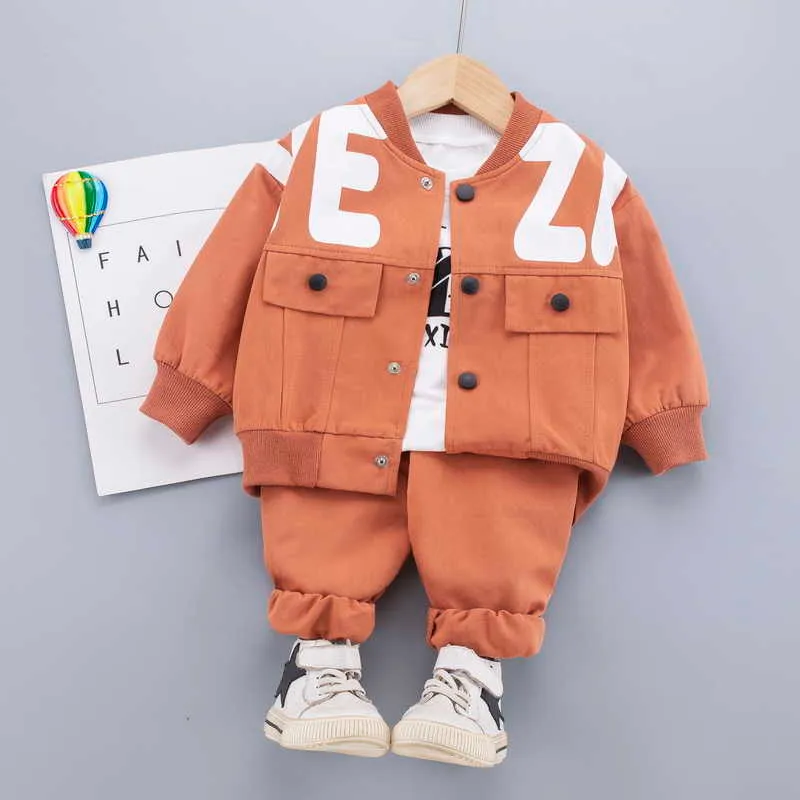 Roupas de meninos conjuntos de crianças moda desenhos animados bebê manga longa t-shirt casaco e calças terno outfits crianças esporte terno1-4 anos 211025
