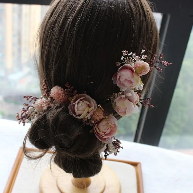 Bride Mori -cocar renda seca Princesa Flor Hair Pinch Conjunto de jóias de cabelo de casamento coreano 220726