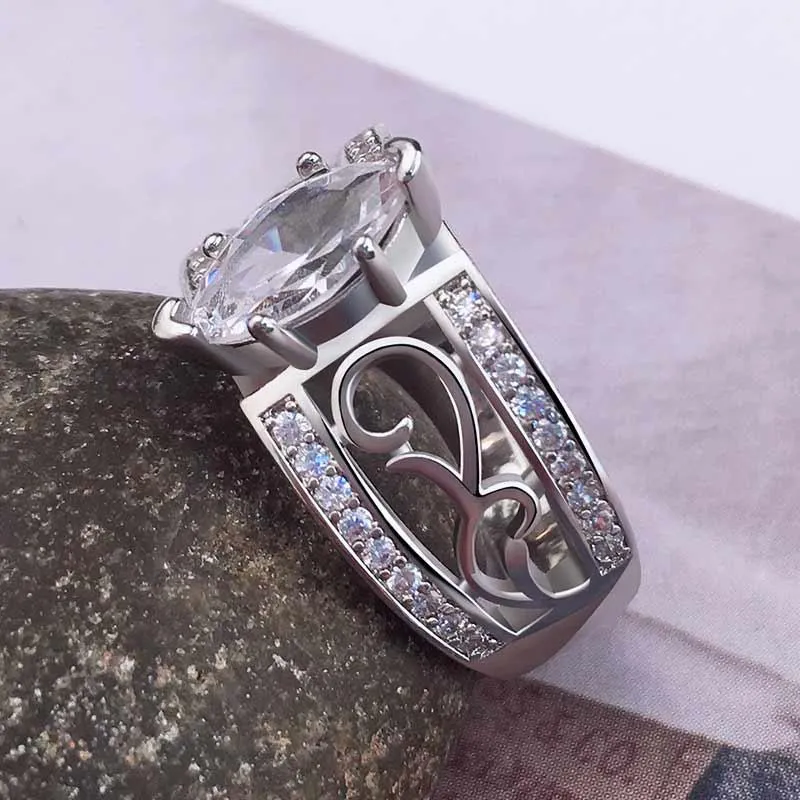 Обручальные кольца CAOSHI Винтажный стиль с полым узором Дизайнерское кольцо для женщин Благородный темперамент Маркиза Цирконий Ювелирные изделия Высокое качество319z
