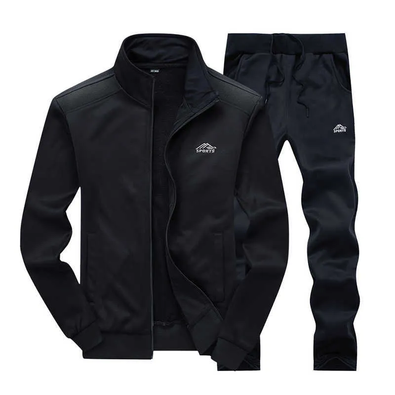 Män Sportkläder Set Märke Mens Tracksuit Sporting Fitness Kläder Två Pieces Långärmad Jacka + Byxor Casual Men's Track Suit 210714