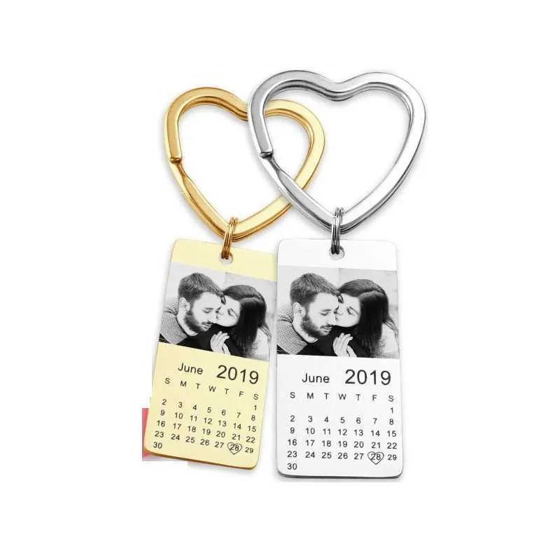 1xPersonalizza foto fai da te portachiavi calendario compleanno foto coppie regali incisione personalizzata immagine portachiavi portachiavi amore data coppia G1019