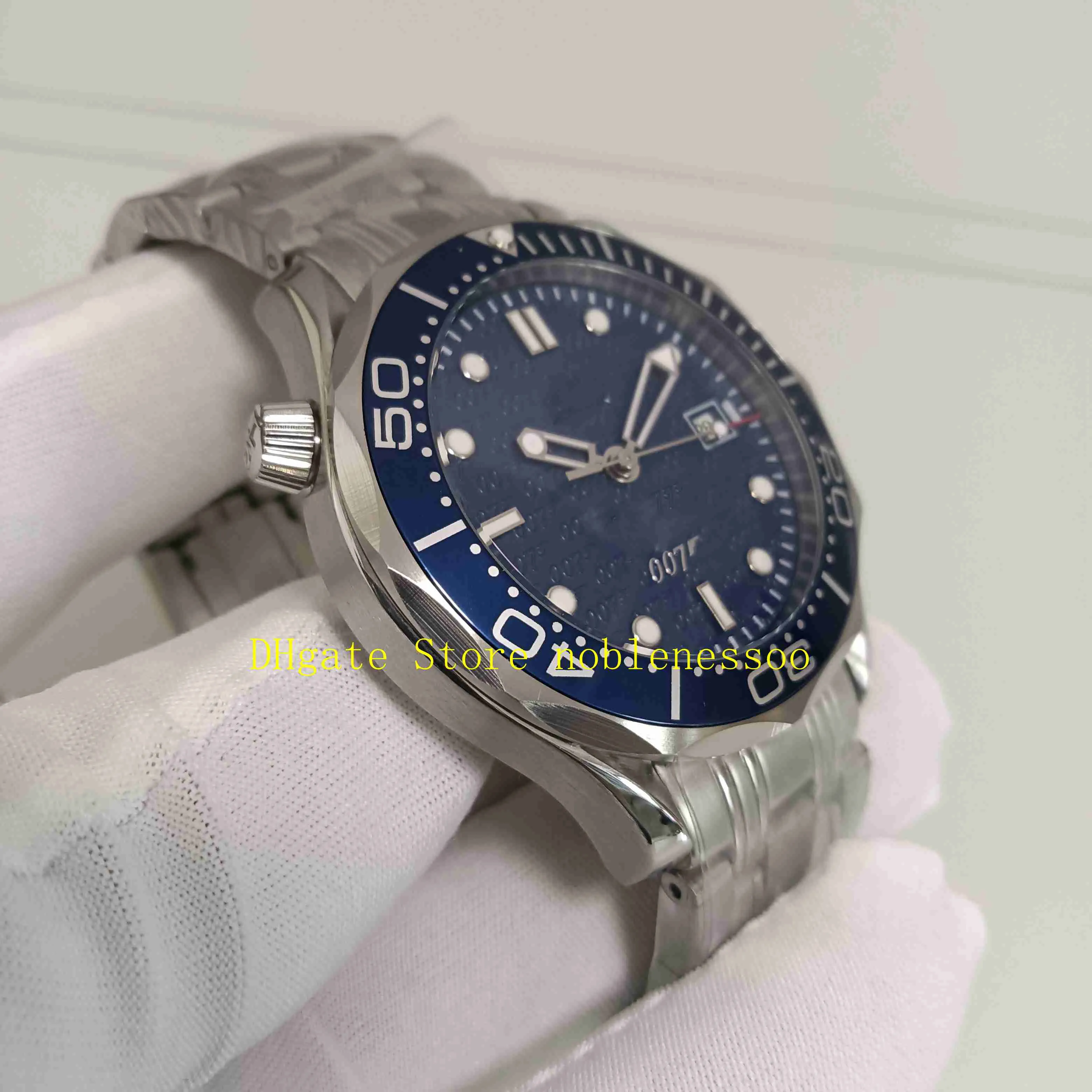 Real Po In Original Box Mens Automatic Watches Men Blue Dial 007 Stainless Steel Bracelet Limited Edition Professional Asia 281230I